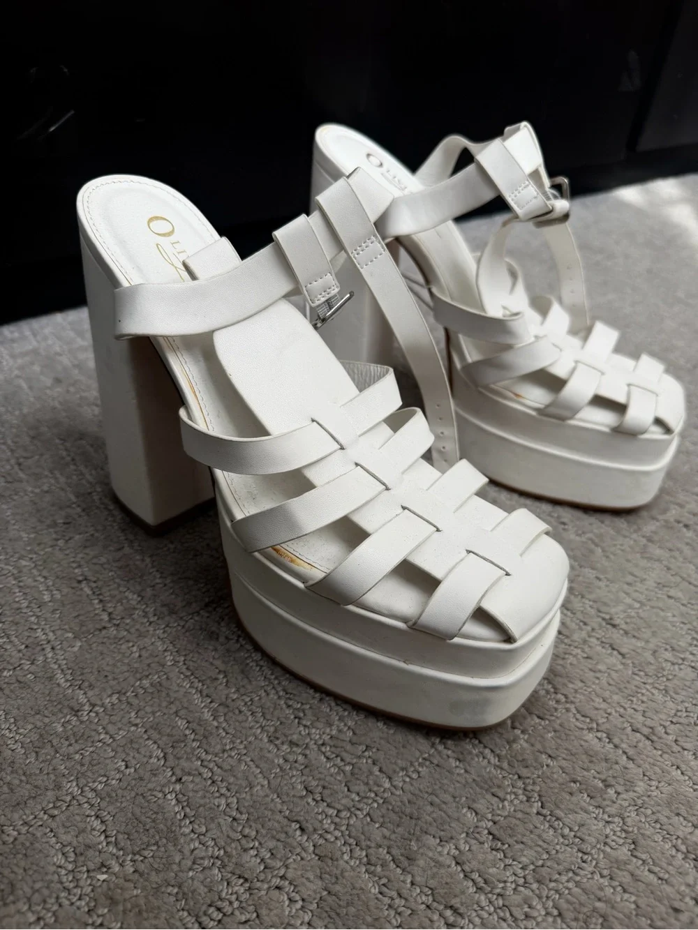 White Platform Strappy Heeled Sandals